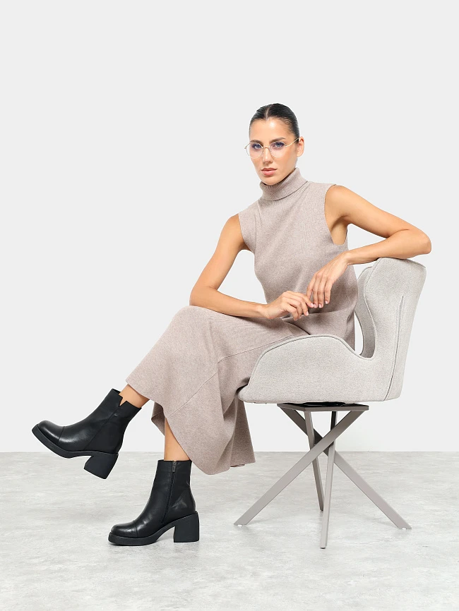 Полусапоги женские демисезонные, цвет черный, натуральная кожа 887055 | 11