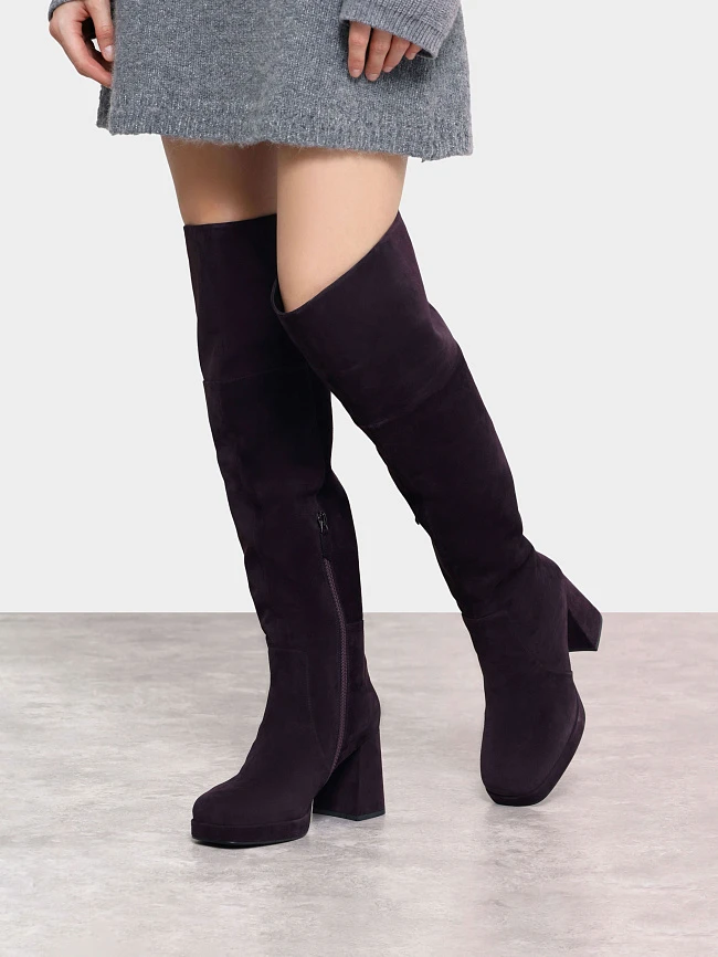 Сапоги женские зимние, цвет фиолетовый, натуральный велюр 1730321M | 7