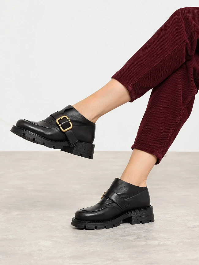 Полуботинки женские всесезонные, цвет черный, натуральная кожа 1731213 | 7