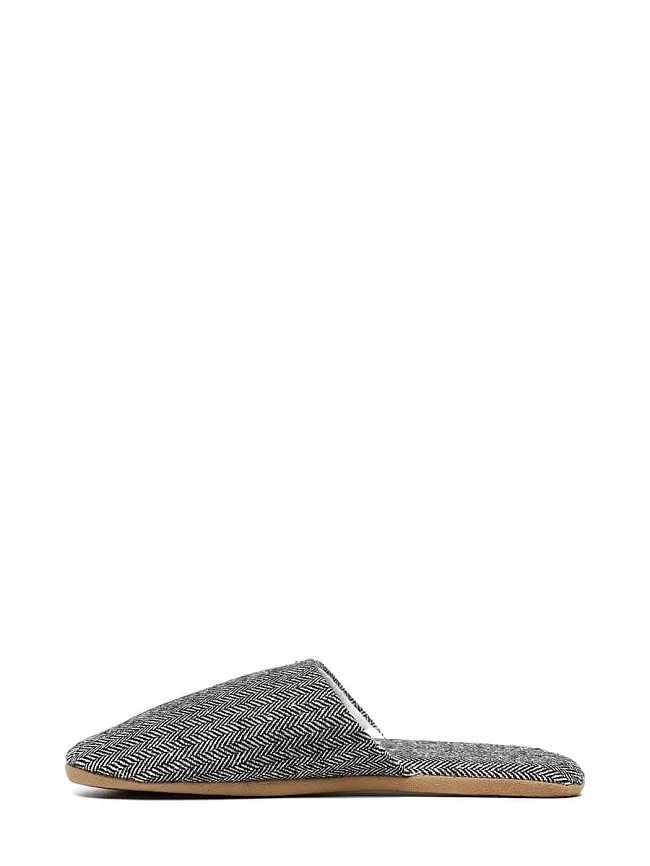 Тапочки мужские для дома, цвет черный, хлопок SLIP14 | 3