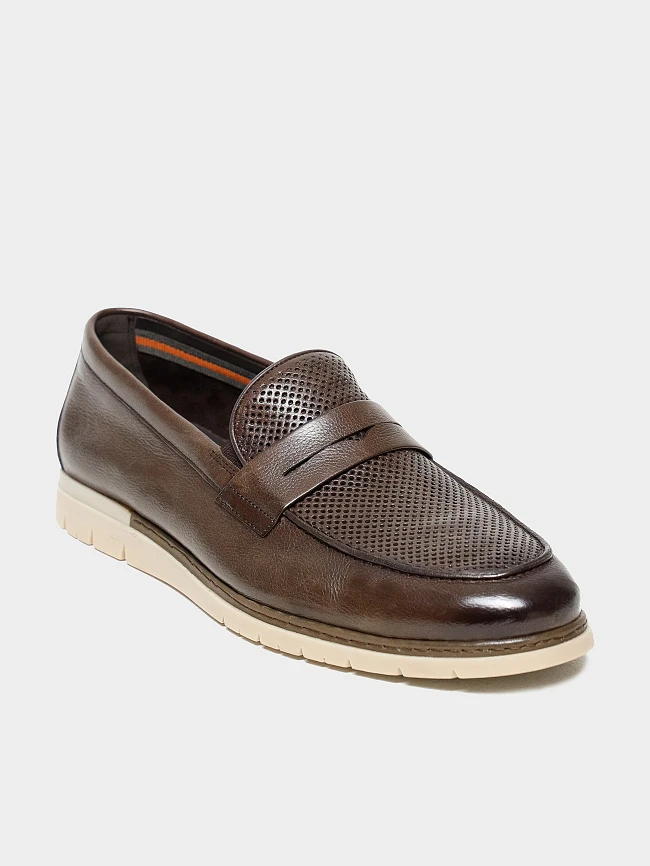 Лоферы мужские демисезон; лето;, цвет коричневый, натуральная кожа M262258 | 2