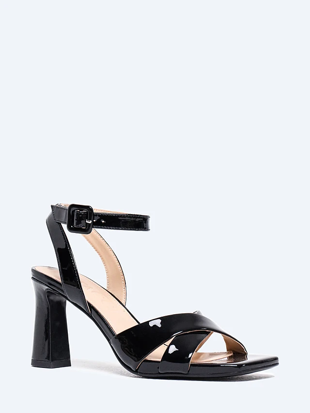 Босоножки женские летние, цвет черный, натуральная лаковая кожа 642118 | 1