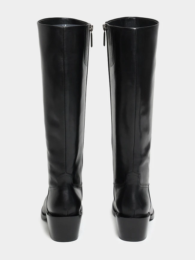 Сапоги женские демисезонные, цвет черный, натуральная кожа 641711 | 6