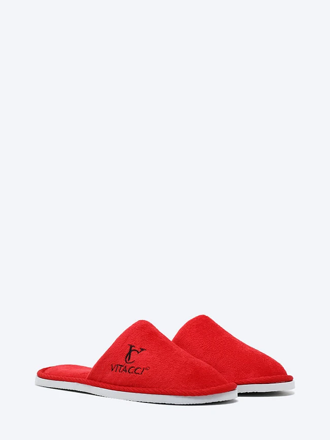 Тапочки унисекс для дома, цвет красный, текстиль SLIP05 | 4