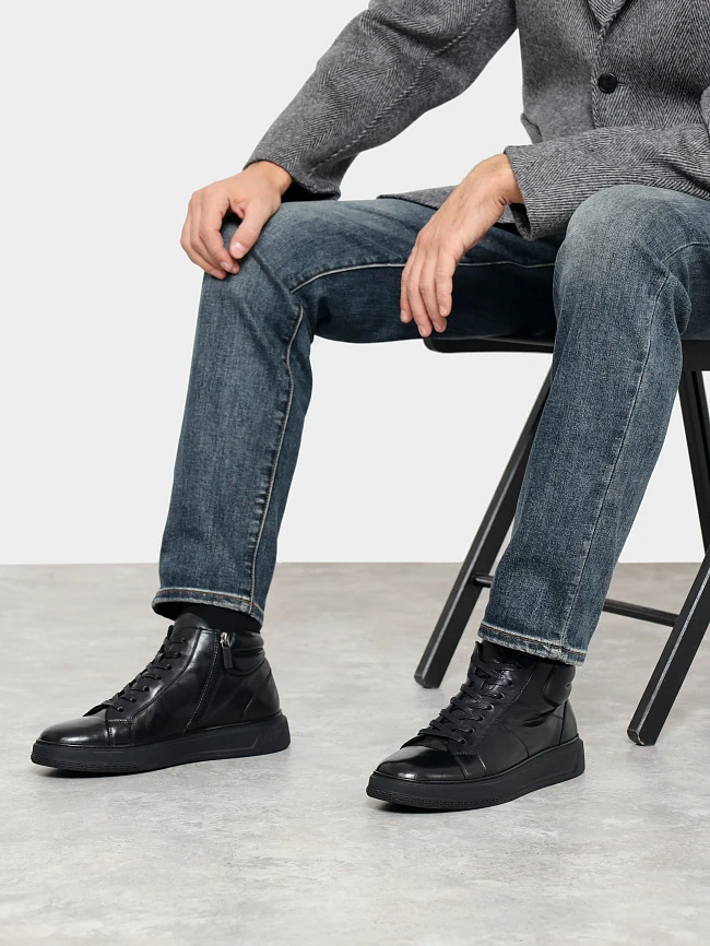 Кеды мужские демисезонные, цвет черный, натуральная кожа M254243 | 10