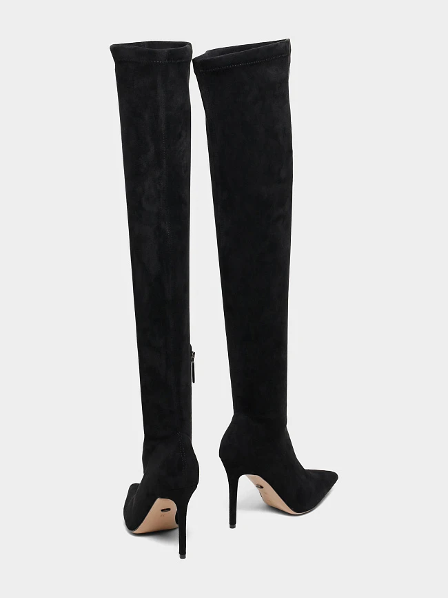 Ботфорты женские демисезонные, цвет черный, искусственный велюр 1849045P-2 | 4