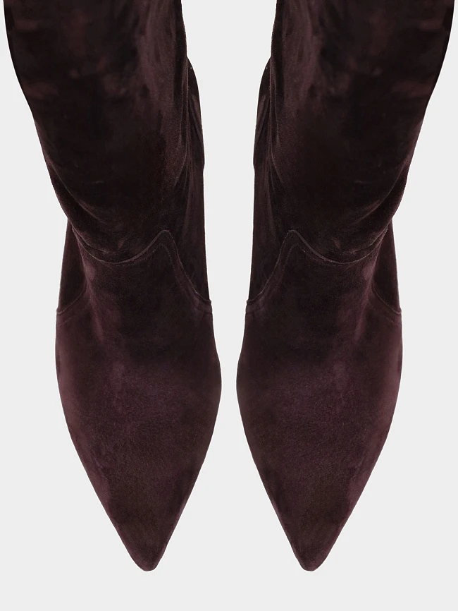 Сапоги женские демисезонные, цвет фиолетовый, натуральный велюр 497354 | 5