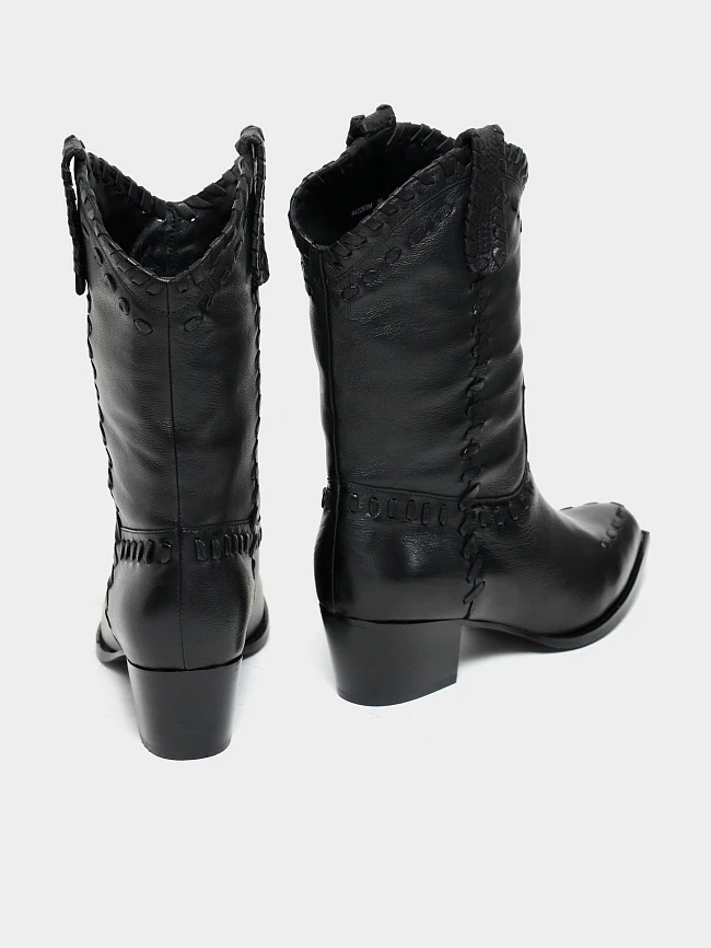 Сапоги женские зимние, цвет черный, натуральная кожа 642293M | 4