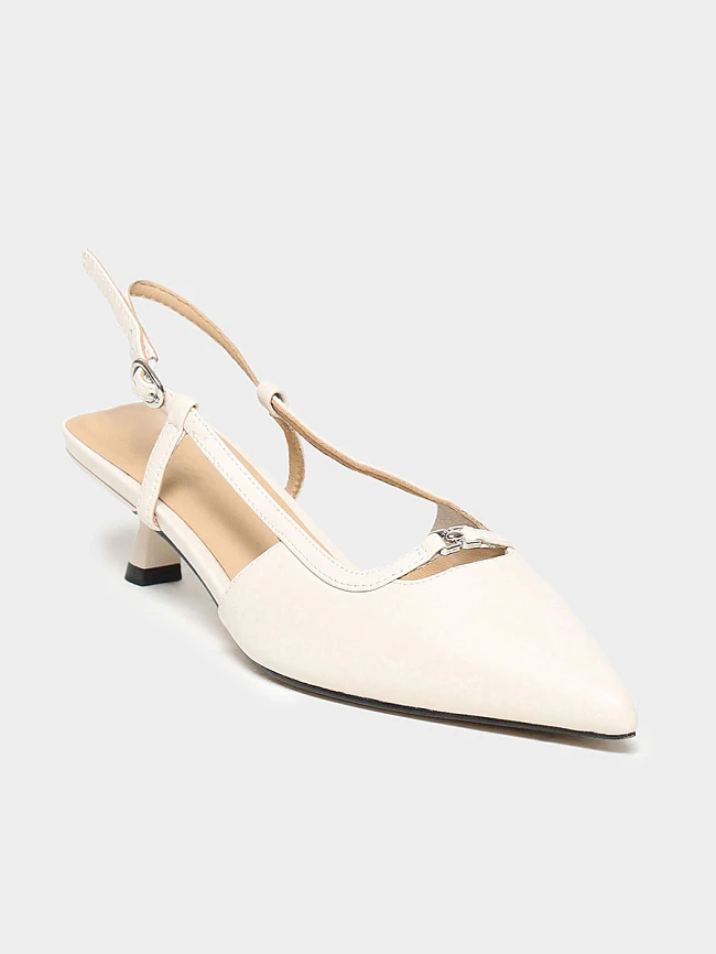 Туфли женские летние, цвет молочный, натуральная кожа 17VC574 | 2