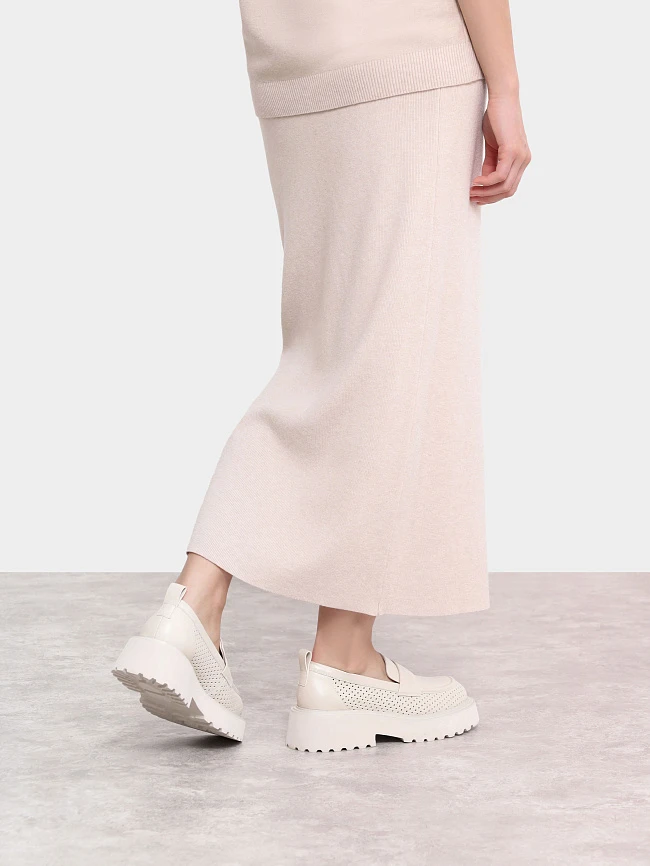 Лоферы женские всесезонные, цвет молочный, натуральная кожа 1013012 | 9