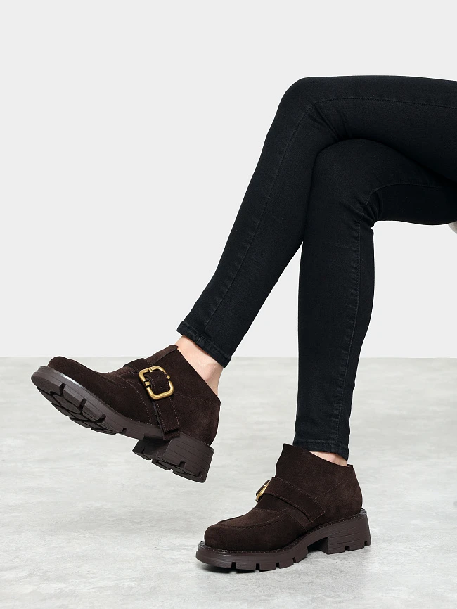 Полуботинки женские всесезонные, цвет коричневый, натуральный спилок 1731215 | 10