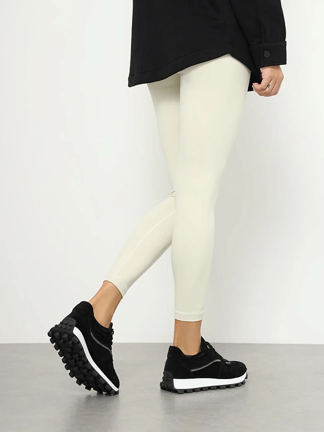 Кроссовки женские демисезонные, цвет черный, натуральный спилок 136584 | 18