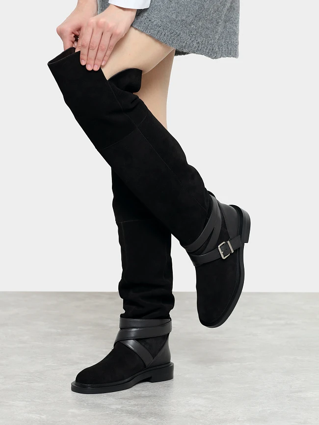 Ботфорты женские демисезонные, цвет коричневый, натуральный спилок/натуральная кожа 1494804 | 9