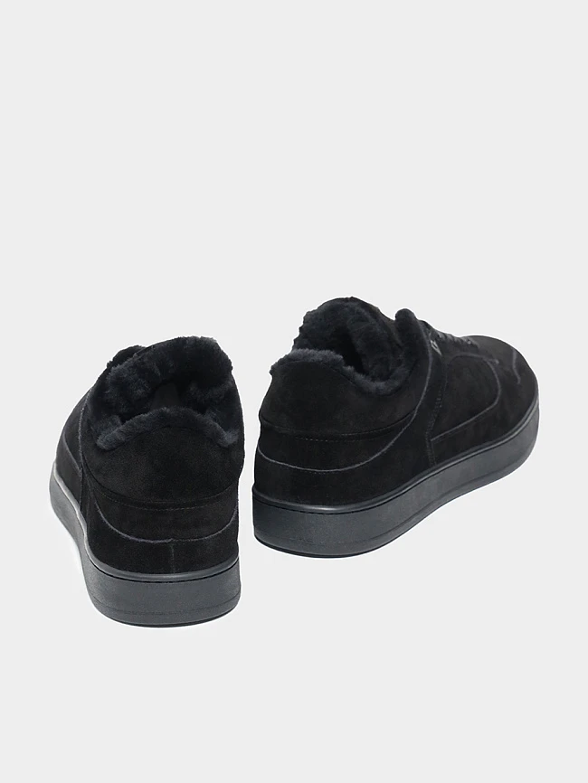 Кеды мужские зимние, цвет черный, натуральный спилок M253853M | 3