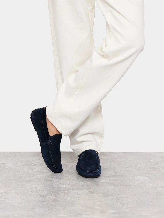 Мокасины мужские летние, цвет синий, натуральный спилок M801345 | 7