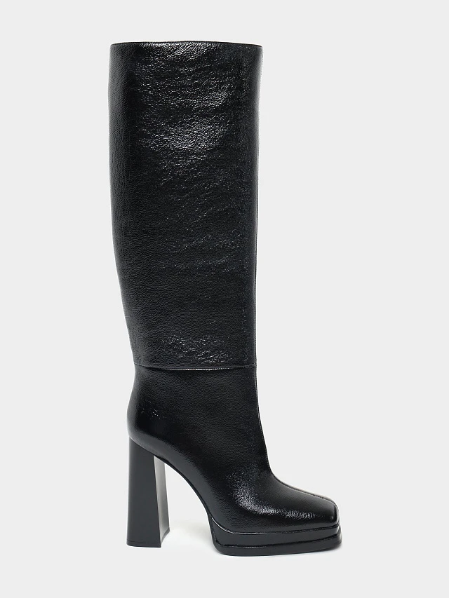 Сапоги женские демисезонные, цвет черный, натуральный наплак 1492986 | 1