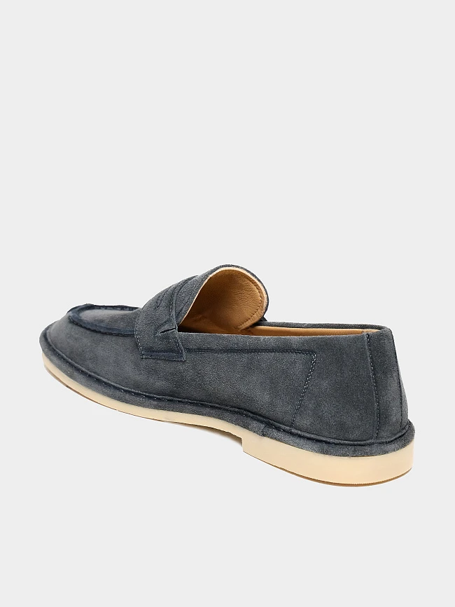 Лоферы мужские демисезон; лето;, цвет синий, натуральный спилок M254437 | 6