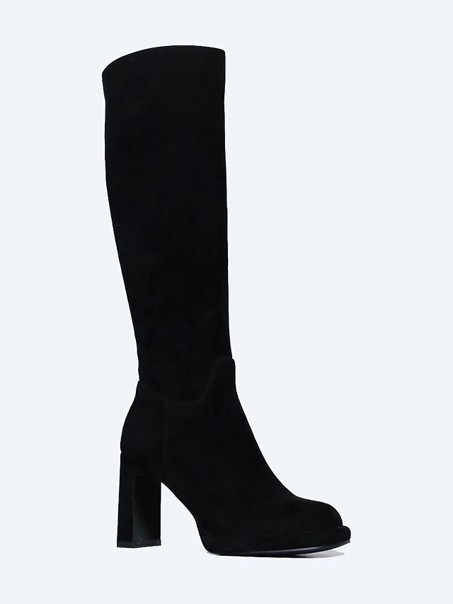 Сапоги женские зимние, цвет черный, натуральный велюр 1399817M | 1