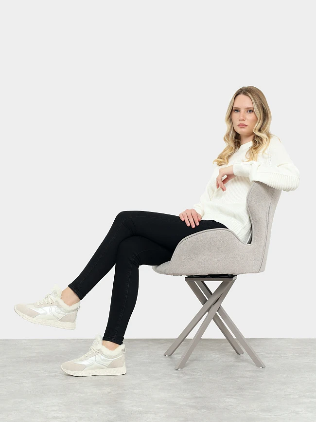 Кроссовки женские зимние, цвет молочный, натуральный нубук/текстиль 24VC104M | 11