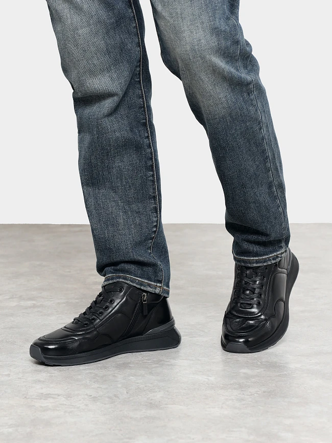 Кроссовки мужские демисезонные, цвет черный, натуральная кожа M254219 | 7