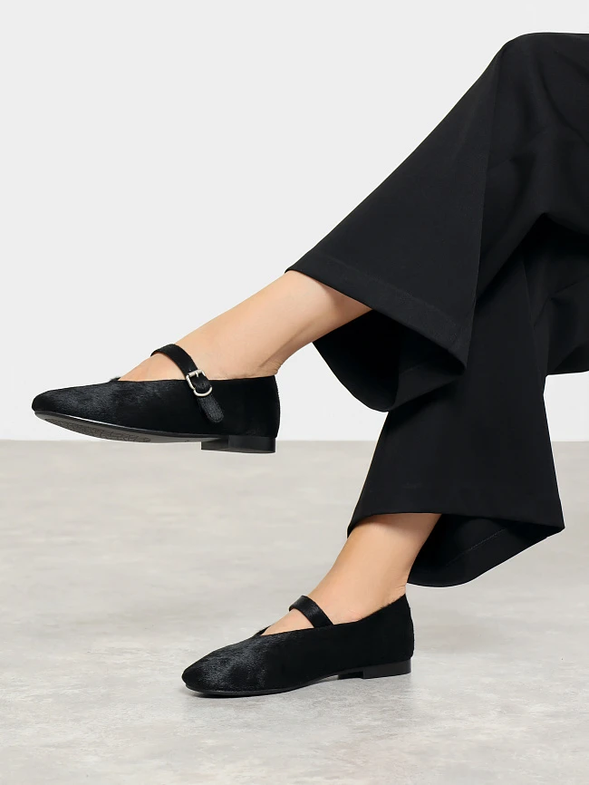 Балетки женские всесезонные, цвет черный, натуральный мех (пони) 7210421 | 6