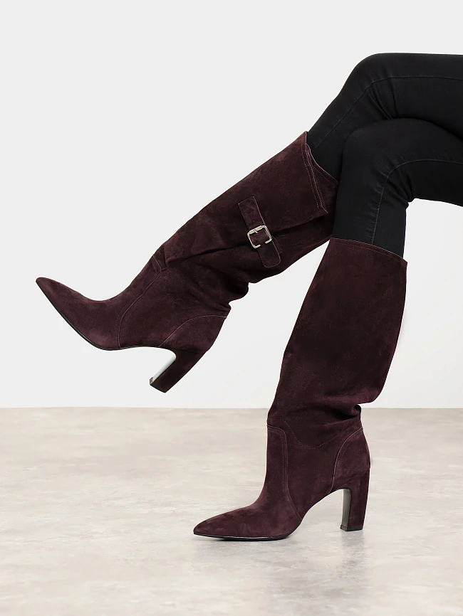 Сапоги женские демисезонные, цвет фиолетовый, натуральный велюр 497354 | 7