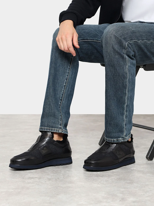 Кроссовки мужские зимние, цвет черный, натуральная кожа/текстиль M1782188M-1 | 12