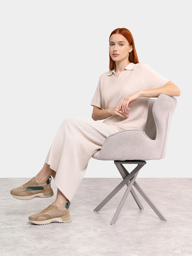 Кроссовки женские демисезонные, цвет бежевый, натуральная кожа/натуральный спилок 1013398 | 12