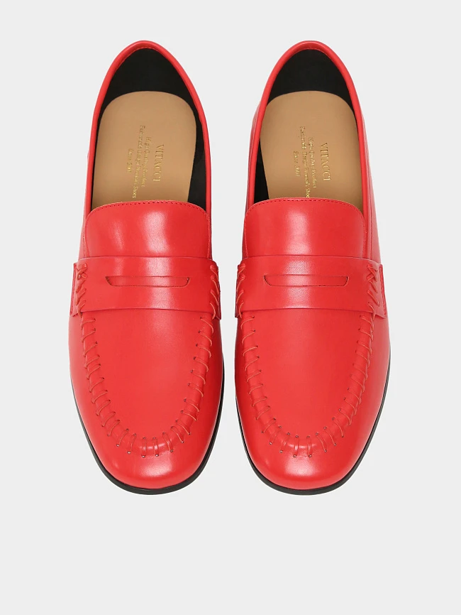 Лоферы женские всесезонные, цвет красный, натуральная кожа 7990196 | 5