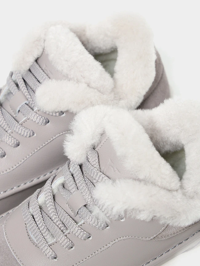 Кроссовки женские зимние, цвет серый, натуральная кожа и полимерные материалы/натуральный спилок 24VC117M | 6