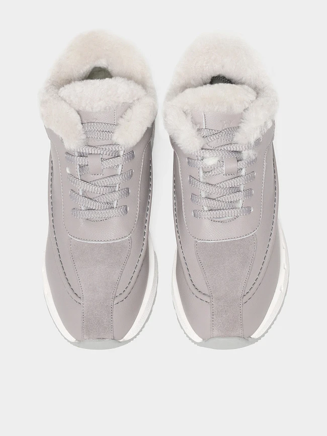 Кроссовки женские зимние, цвет серый, натуральная кожа и полимерные материалы/натуральный спилок 24VC117M | 5