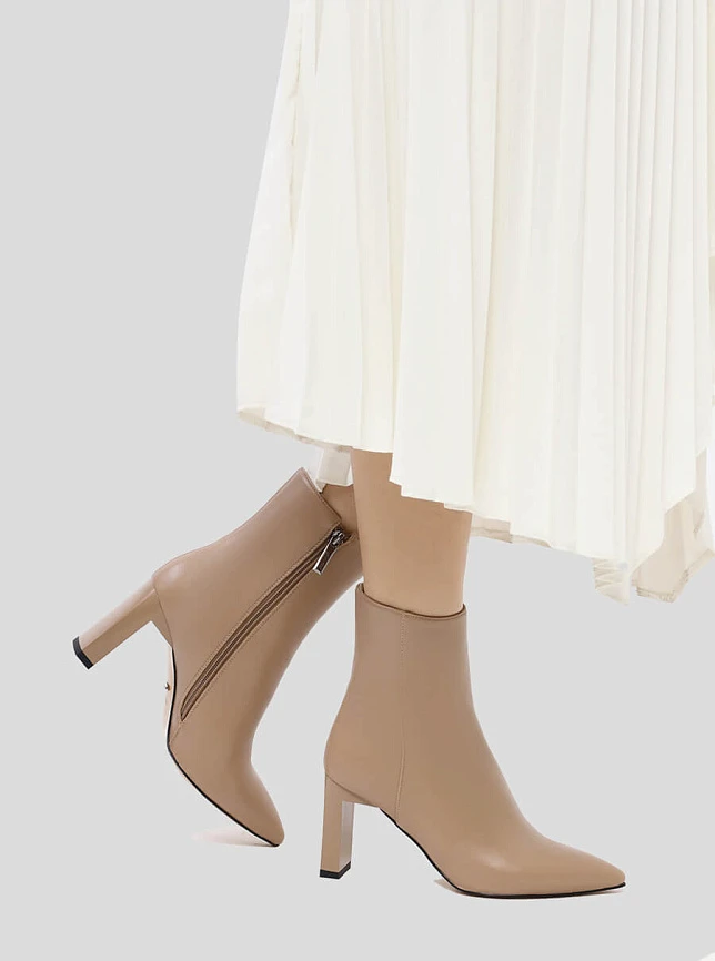 Полусапоги женские демисезонные, цвет бежевый, искусственная кожа 1398826 | 8