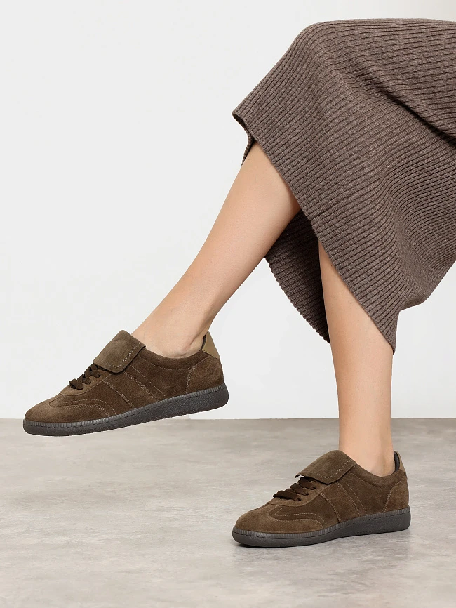 Кеды женские демисезонные, цвет хаки, натуральный спилок 1013720 | 7