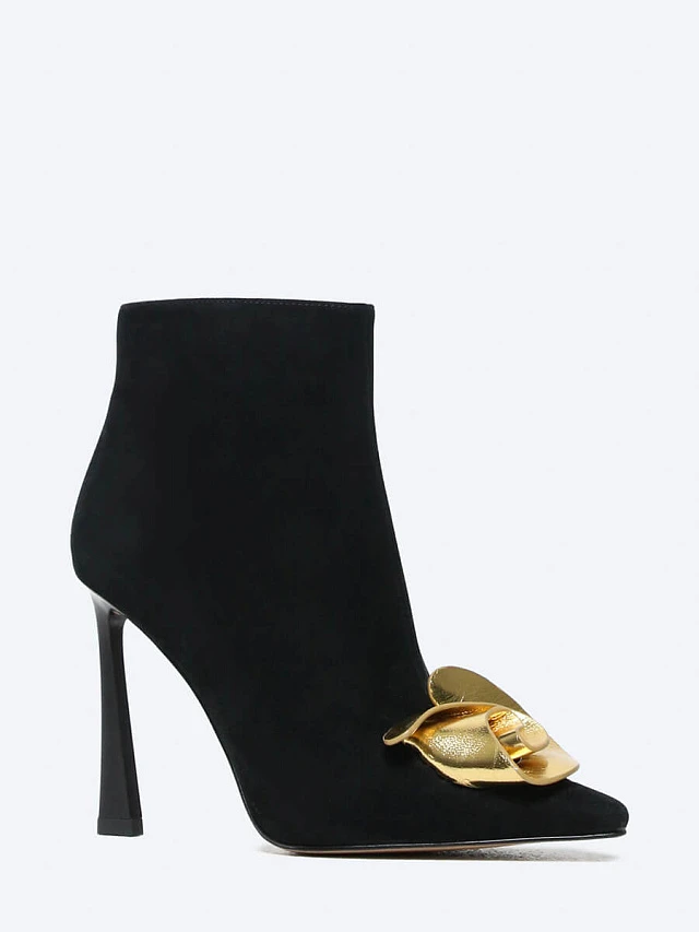 Ботильоны женские демисезонные, цвет черный, натуральный велюр 1493374 | 1