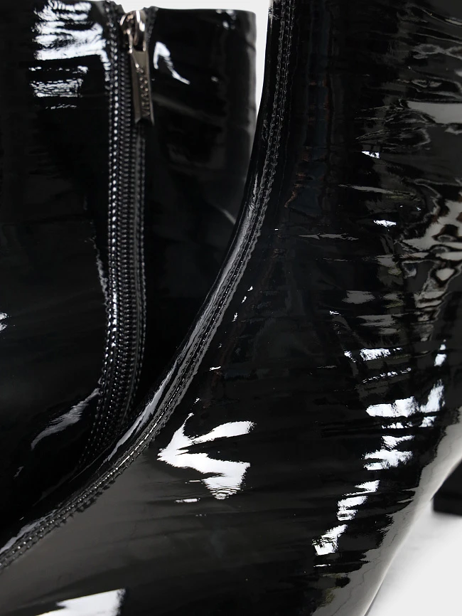 Ботильоны женские всесезонные, цвет черный, натуральная лаковая кожа 17VC425 | 6