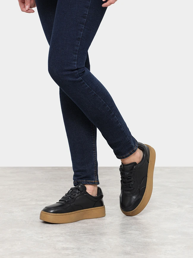 Кеды женские демисезонные, цвет черный, натуральная кожа 7210356 | 6