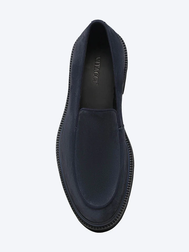 Лоферы мужские всесезонные, цвет синий, натуральный спилок M1022740 | 3