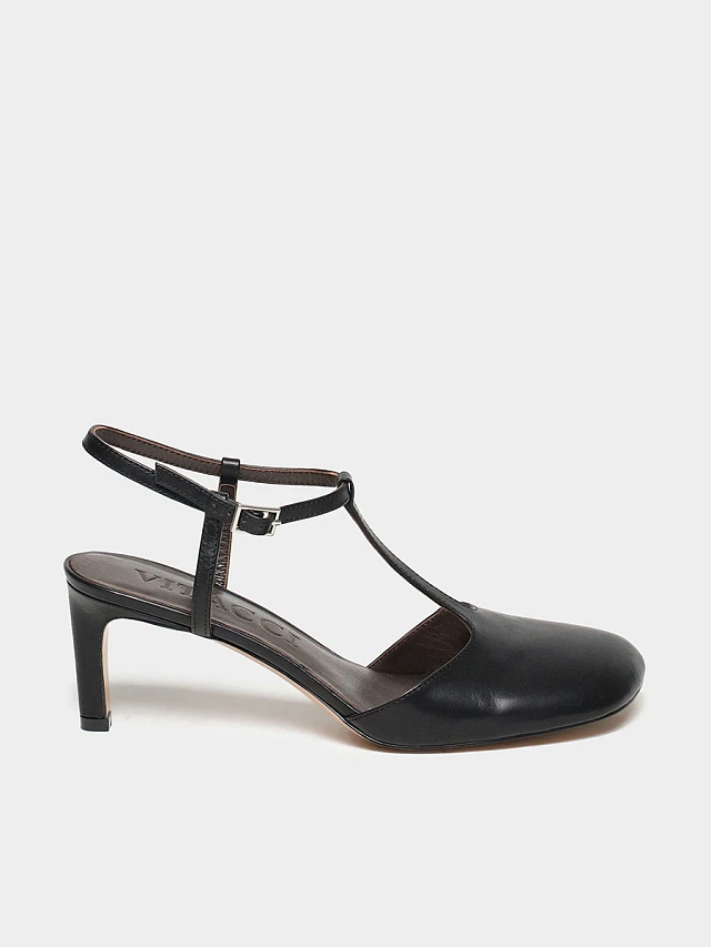 Туфли женские летние, цвет черный, натуральная кожа 1731322 | 1