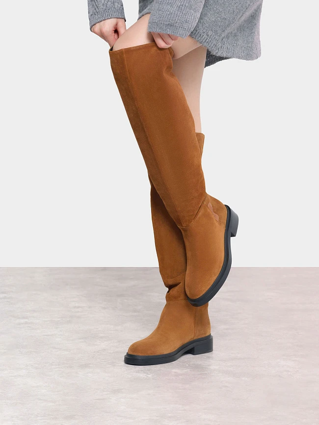 Ботфорты женские демисезонные, цвет коричневый, натуральный спилок 1820419 | 10