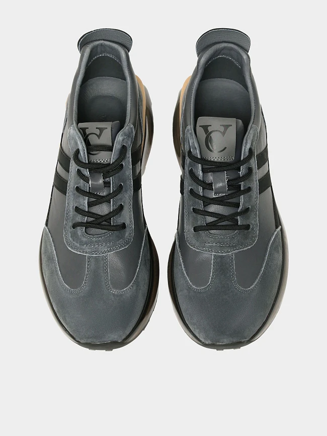 Кроссовки мужские демисезонные, цвет серый, натуральная кожа/натуральный спилок M01VC034 | 5