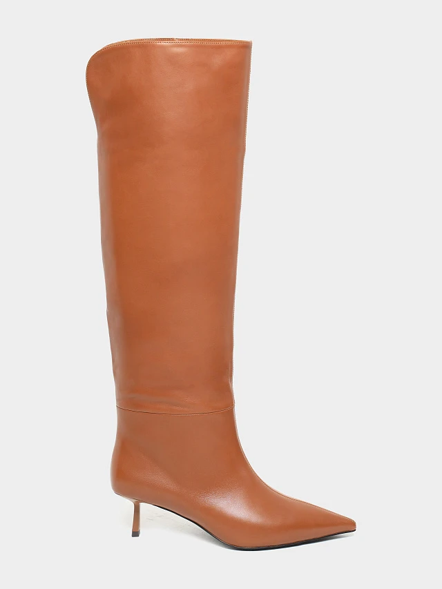 Сапоги женские демисезонные, цвет рыжий, натуральная кожа 1494584 | 1