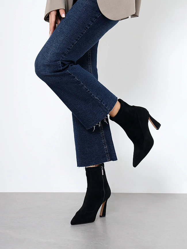 Полусапоги женские демисезонные, цвет черный, искусственный велюр 1396531P | 12