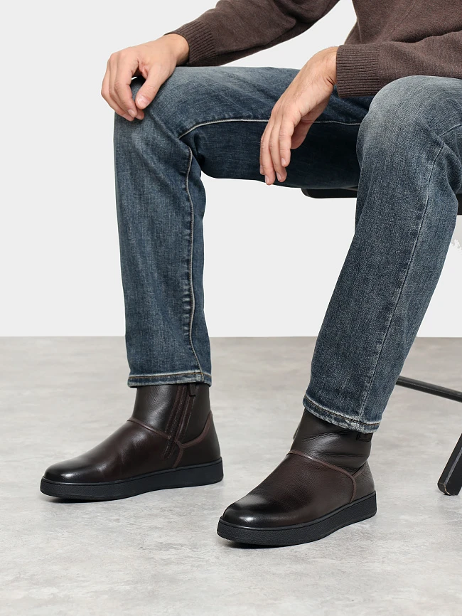 Полусапоги мужские зимние, цвет коричневый, натуральная кожа M254260M | 10