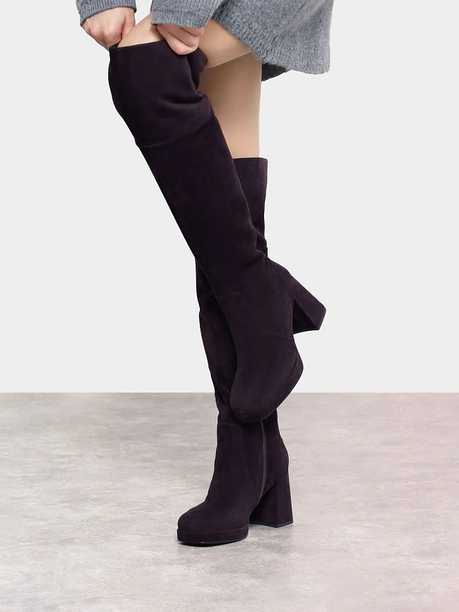 Сапоги женские зимние, цвет фиолетовый, натуральный велюр 1730321M | 9