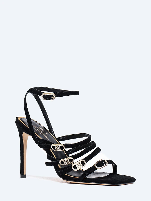 Босоножки женские летние, цвет черный, натуральный велюр 944008 | 1