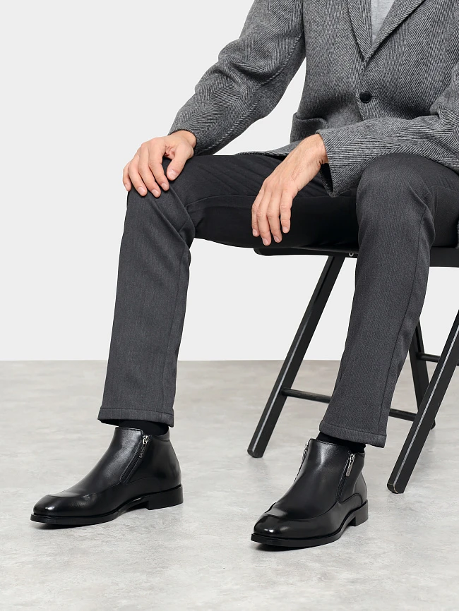 Ботинки мужские демисезонные, цвет черный, натуральная кожа M1023001 | 10