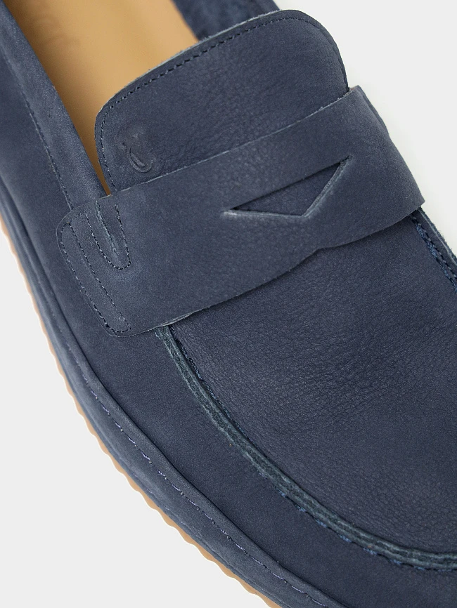 Лоферы мужские демисезон; лето;, цвет синий, натуральный нубук M254407 | 5