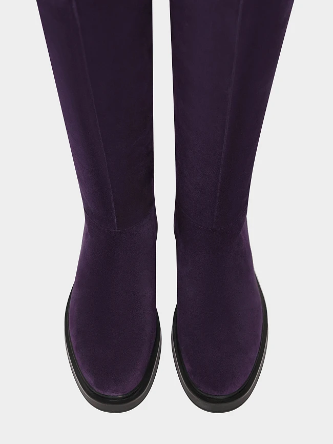 Ботфорты женские зимние, цвет бордовый, натуральный спилок 1730218M | 5