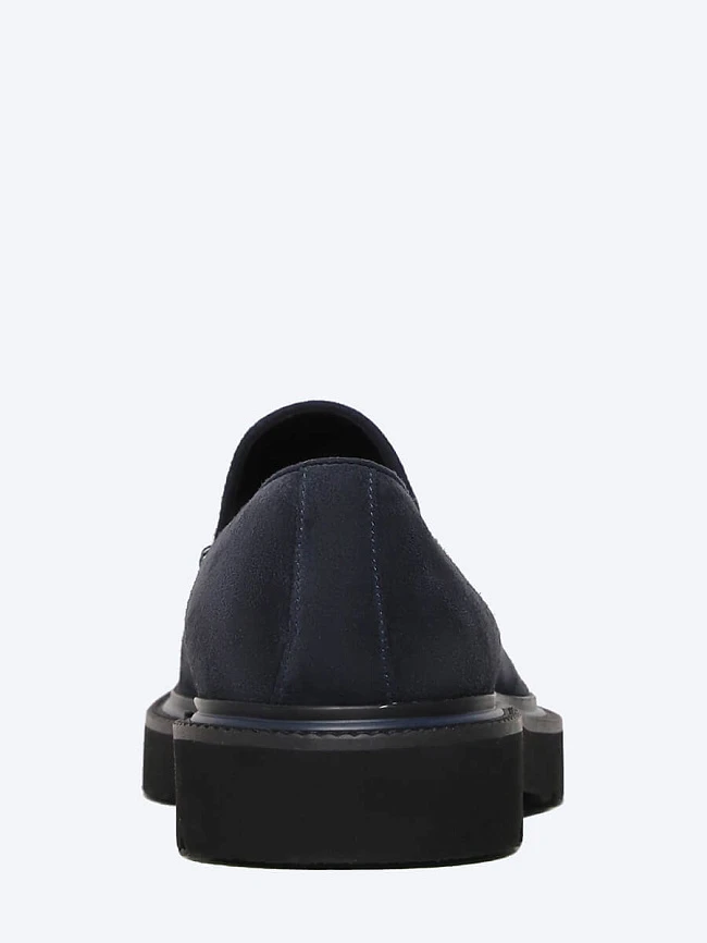 Лоферы мужские всесезонные, цвет синий, натуральный спилок M1022740 | 1