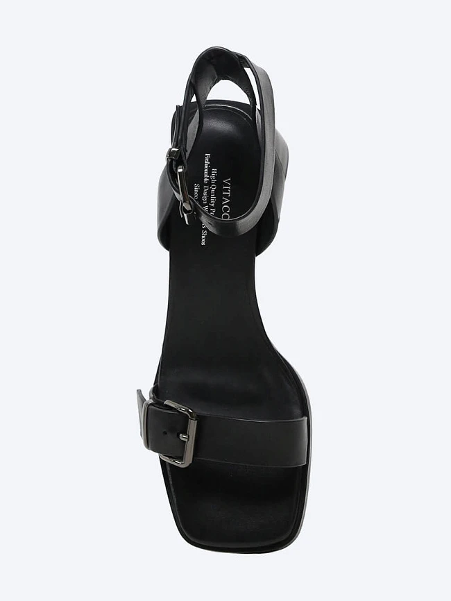 Босоножки женские летние, цвет черный, натуральная кожа 641512 | 4